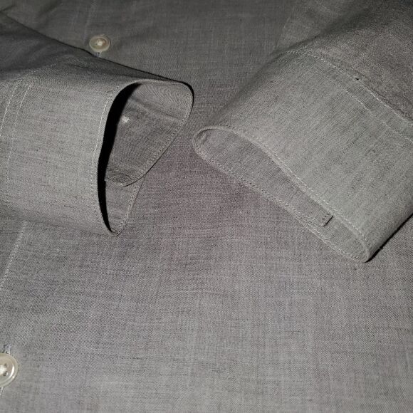 Theory Men´s Zack Ramiro Linen Cotton Blend Button Gray Long Sleeve Shirt M - Picture 3 of 10